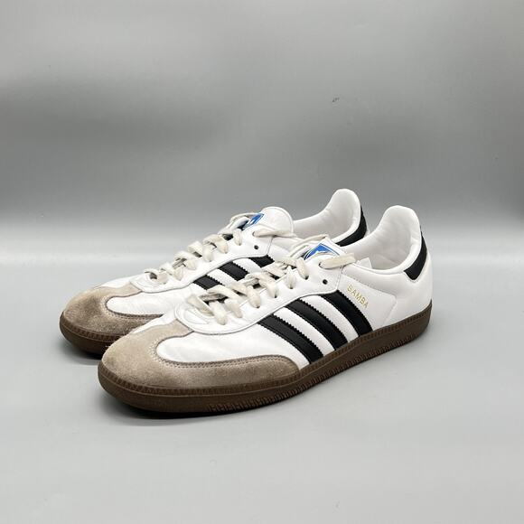 Adidas Shoes Mens 11.5 White Leather Samba Low Top Soccer Sneakers Comfort main image 4